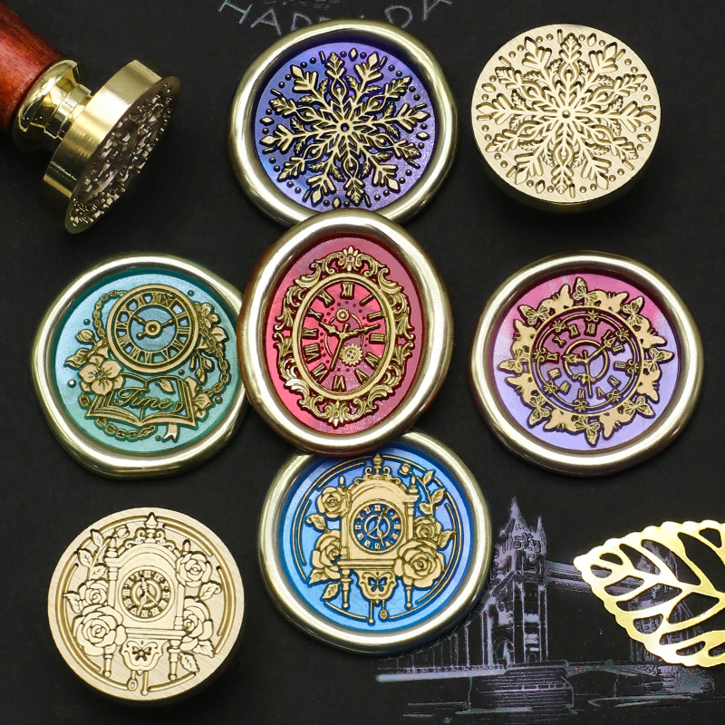 Wax Seal Stamp Set - Retro Zegar Pieczęć Woskowa Niedźwiedź Królik